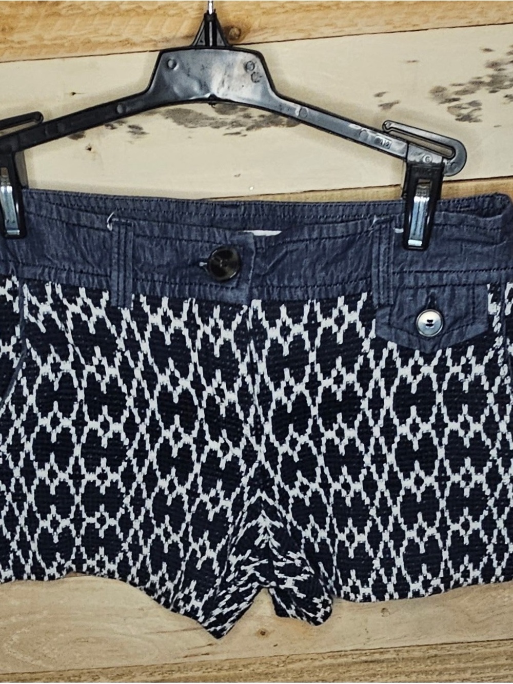 Trina Turk Navy & White Patterned Knit Shorts